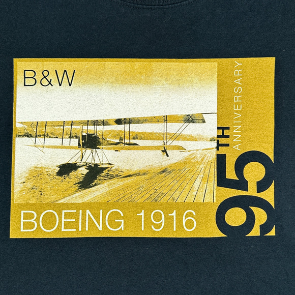 Boeing Shirt Adult EXTRA LARGE Black Aviation Airplane 95th Anniversary Company - Picture 2 of 6